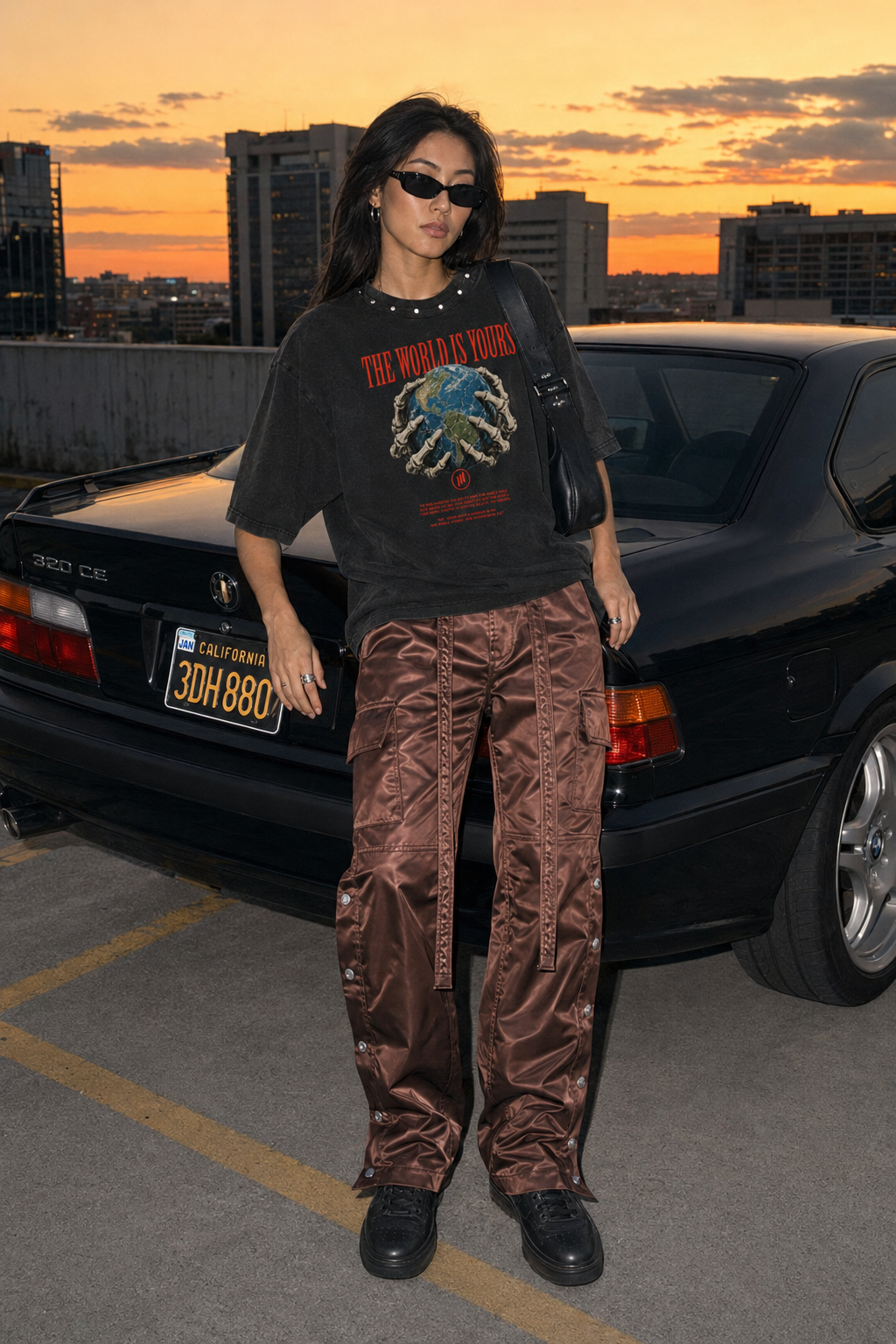 Satin Snap Cargo Pants V1 – Brown