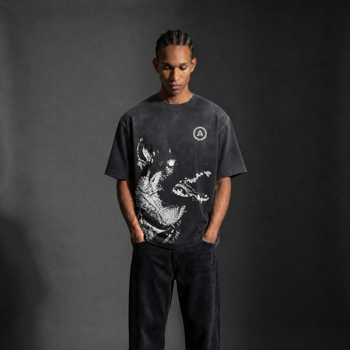 Monkey Washed Gradient "Hellhound" Oversized T-Shirt