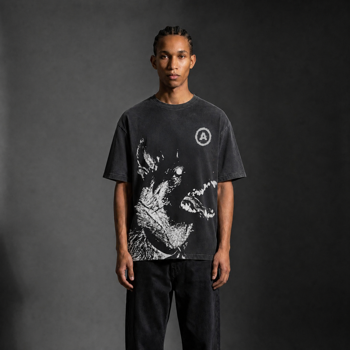 Monkey Washed Gradient "Hellhound" Oversized T-Shirt