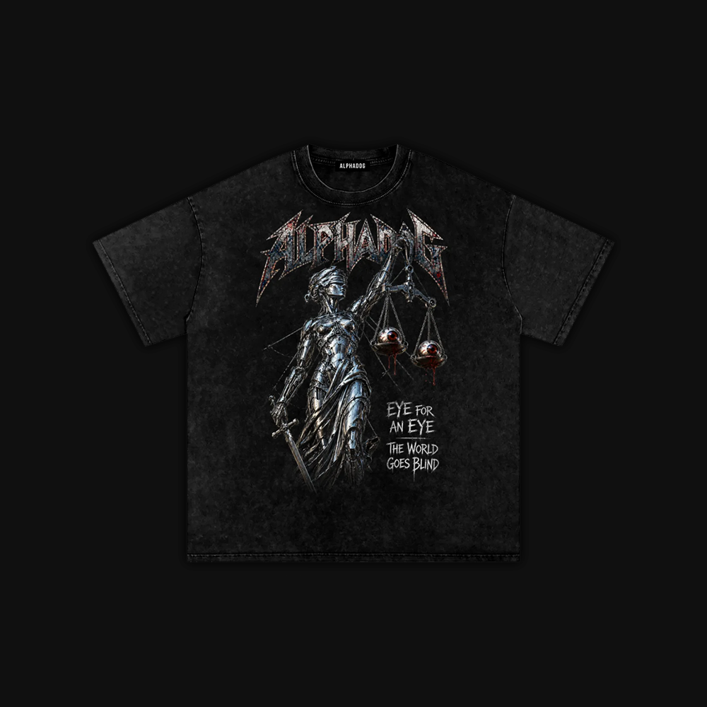 Snow-Washed Oversized "Eye4Eye" T-Shirt