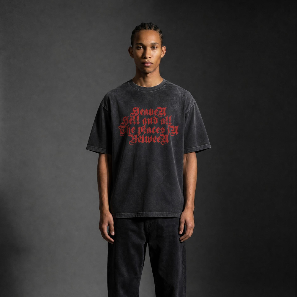 Monkey Washed Gradient "Heaven/Hell" Oversized T-Shirt