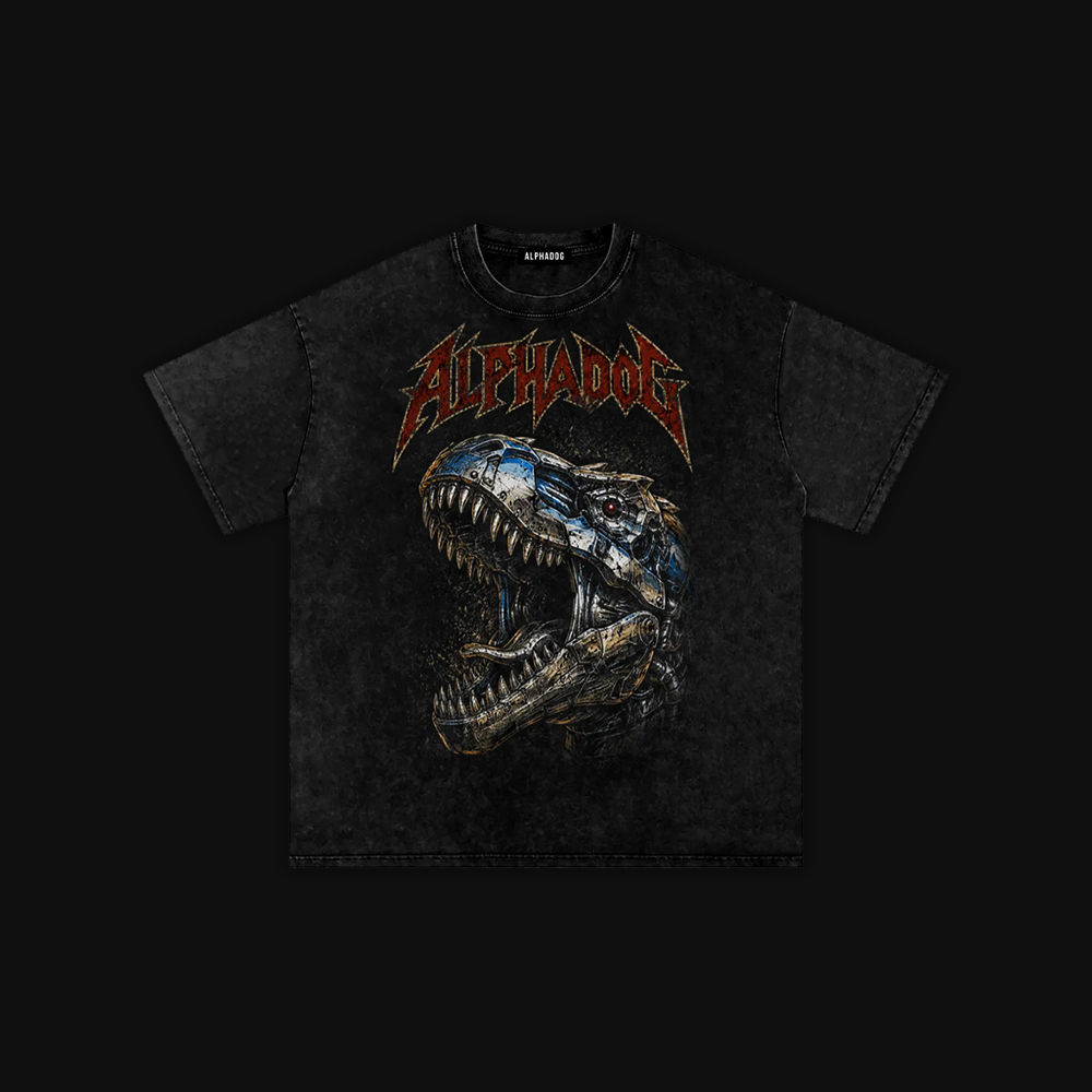 Snow-Washed Oversized "Mecha-Rex" T-Shirt