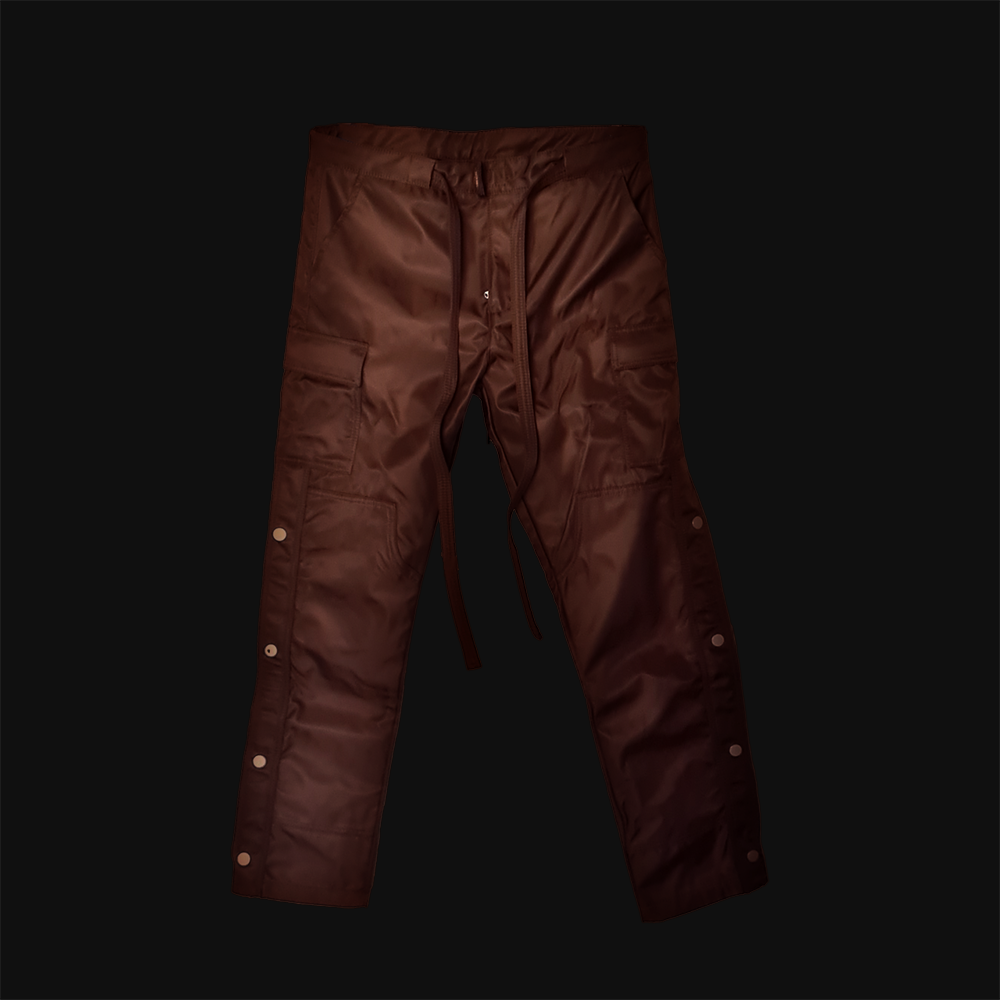 SATIN SNAP CARGO PANTS V1 - BROWN