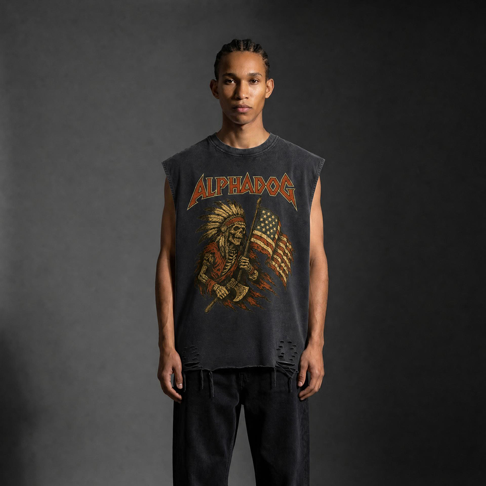 Snow-Washed Oversized "Warrior" Tank Top