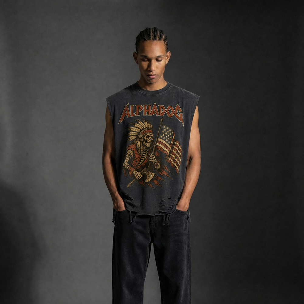 Snow-Washed Oversized "Warrior" Tank Top