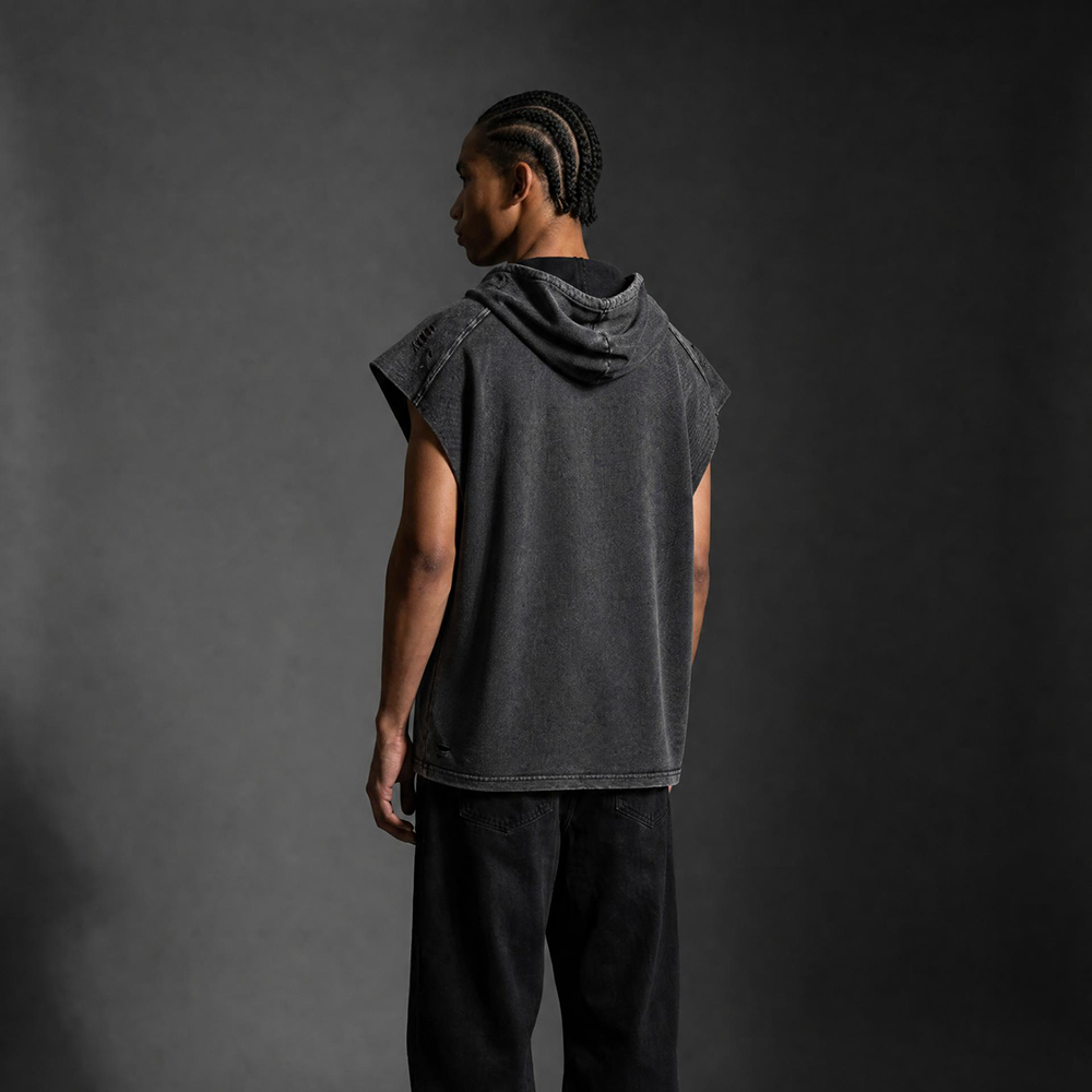 Snow Washed Boxy Hooded "Chief" Tank Top