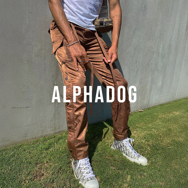 SATIN SNAP CARGO PANTS V1 - BROWN