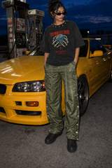 Satin Snap Cargo Pants V1 – Olive Green