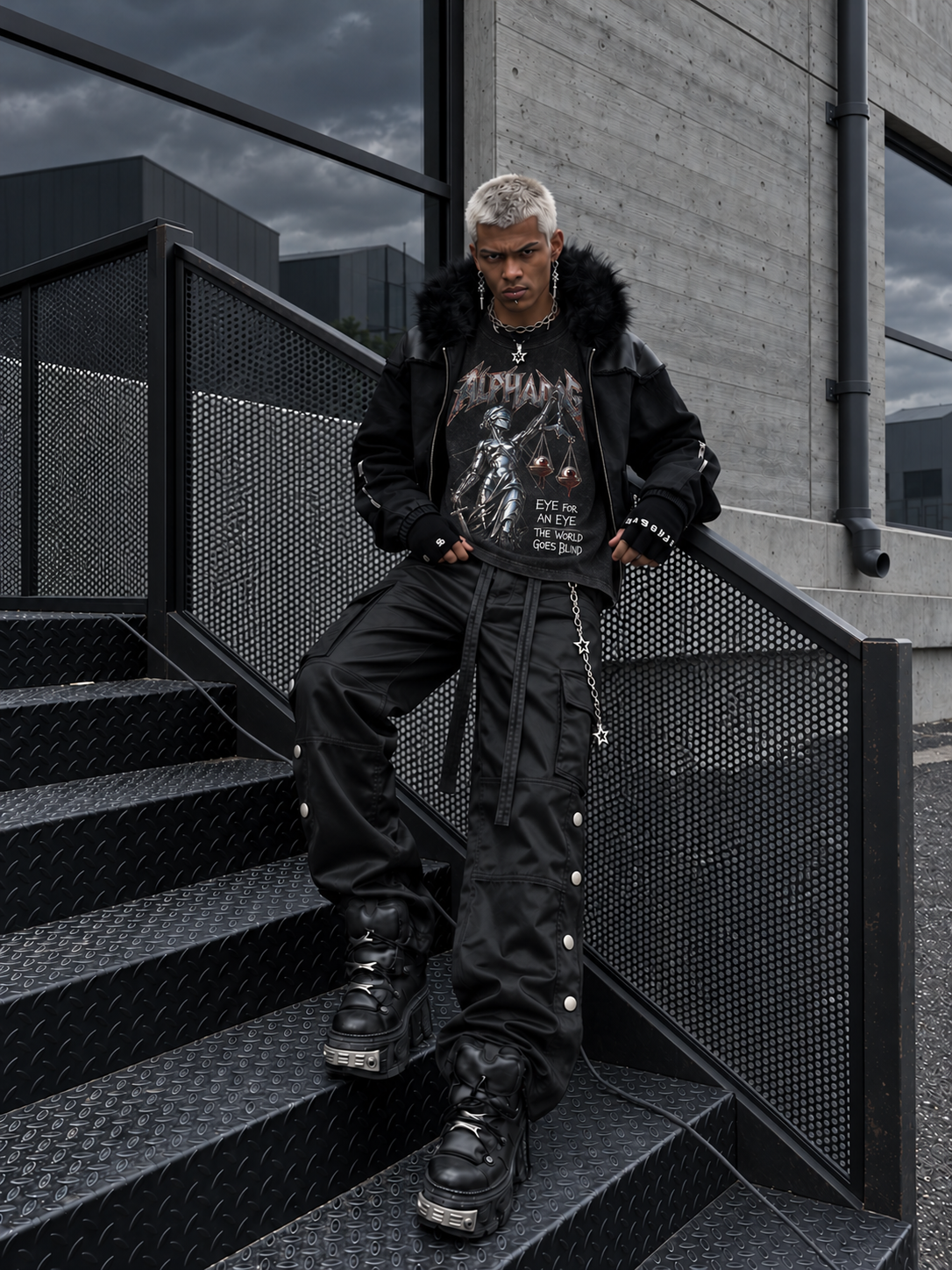 Satin Snap Cargo Pants V1 – Black