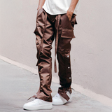 SATIN SNAP CARGO PANTS V1 - BROWN