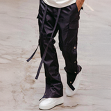 SATIN SNAP CARGO PANTS V1 - BLACK