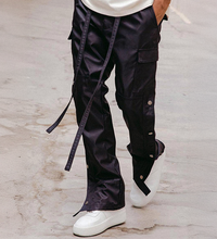 SATIN SNAP CARGO PANTS V1 - BLACK