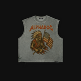 Vintage-Washed Oversized "Warrior" Tank Top