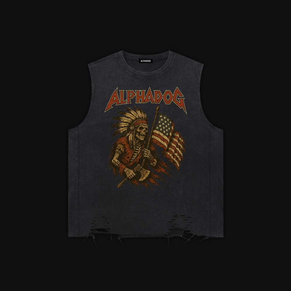 Snow-Washed Oversized "Warrior" Tank Top