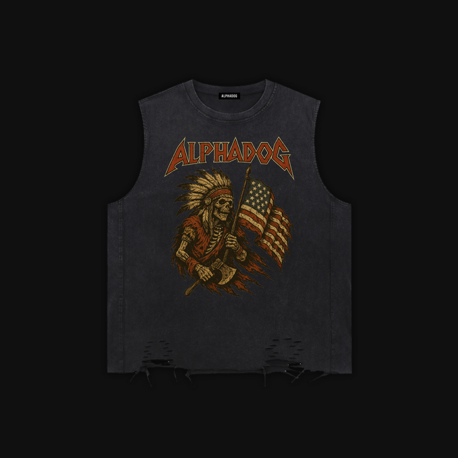 Snow-Washed Oversized "Warrior" Tank Top