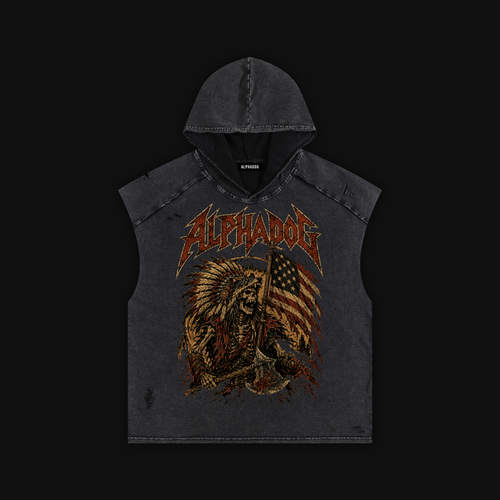 Snow Washed Boxy Hooded "Chief" Tank Top