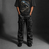 Satin Snap Cargo Pants V1 – Black