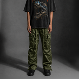 Satin Snap Cargo Pants V1 – Olive Green