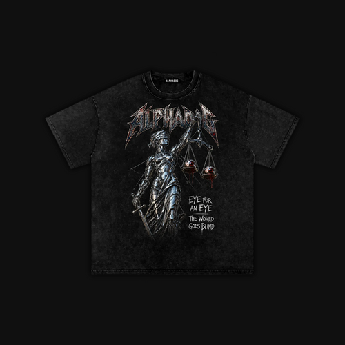 Snow-Washed Oversized "Eye4Eye" T-Shirt