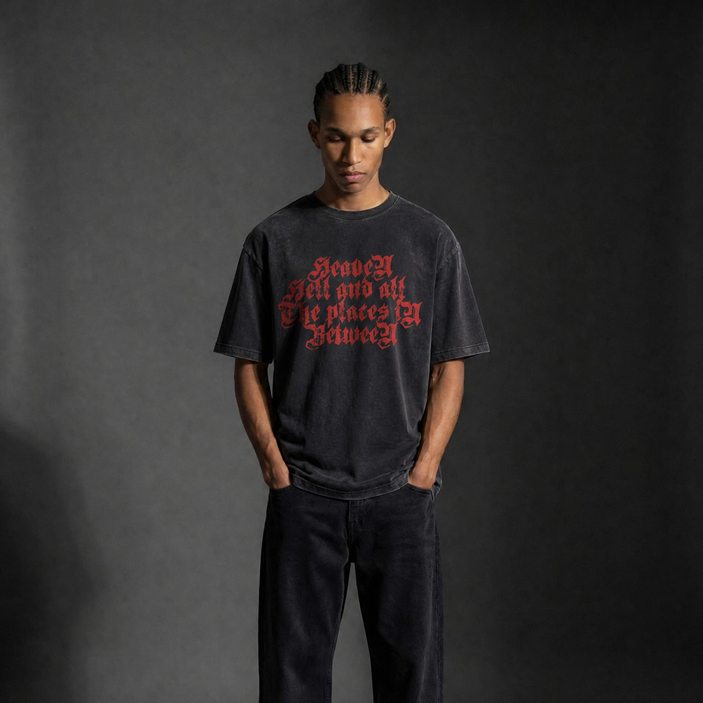 Monkey Washed Gradient "Heaven/Hell" Oversized T-Shirt