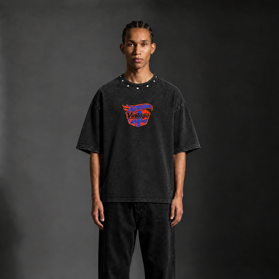 Studded Oversized "RIDE LIKE LIGHTNING" T-Shirt