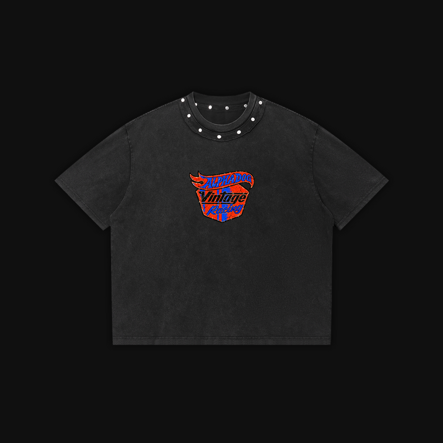 Studded Oversized "RIDE LIKE LIGHTNING" T-Shirt