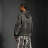 Sunfade Distressed Boxy Hoodie - Dark Gray
