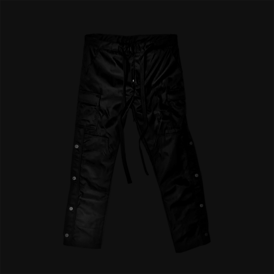 SATIN SNAP CARGO PANTS V1 - BLACK