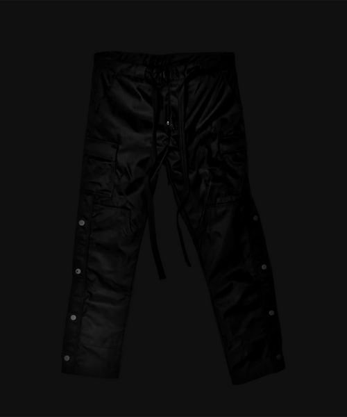SATIN SNAP CARGO PANTS V1 - BLACK