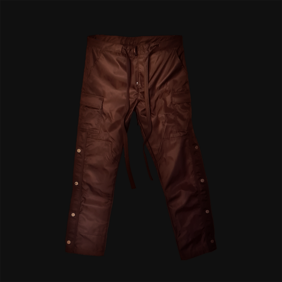 SATIN SNAP CARGO PANTS V1 - BROWN