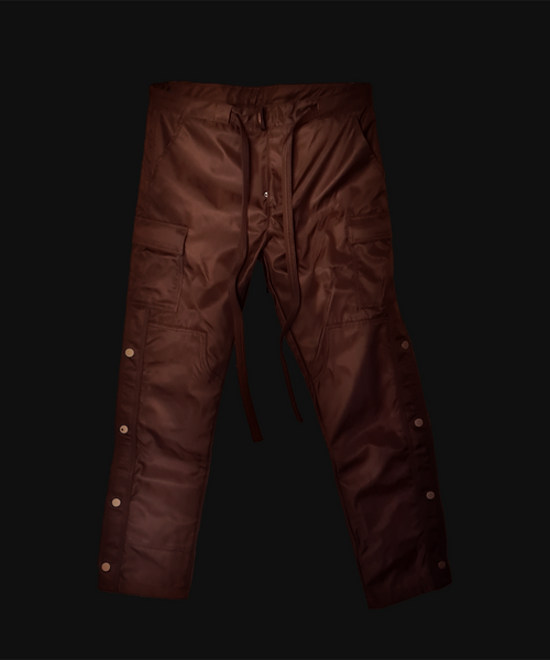 SATIN SNAP CARGO PANTS V1 - BROWN