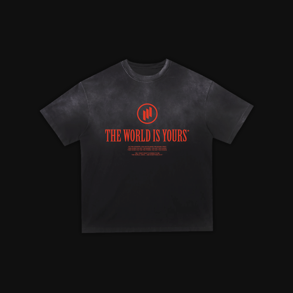 Monkey Washed Gradient "THE WORLD IS YOURS" Oversized T-Shirt