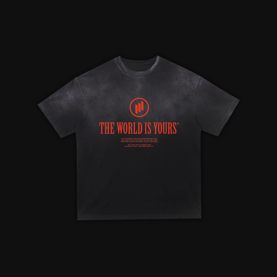 Monkey Washed Gradient "THE WORLD IS YOURS" Oversized T-Shirt