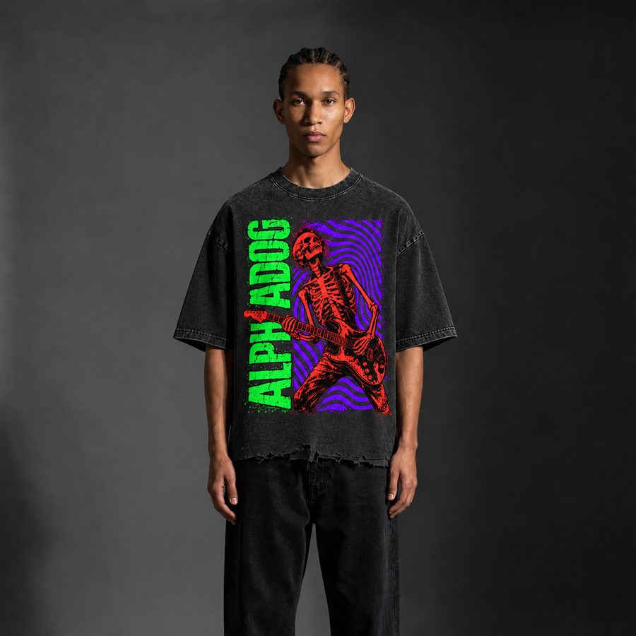 Snow-Washed Raw-Hem "All My Friends" T-Shirt