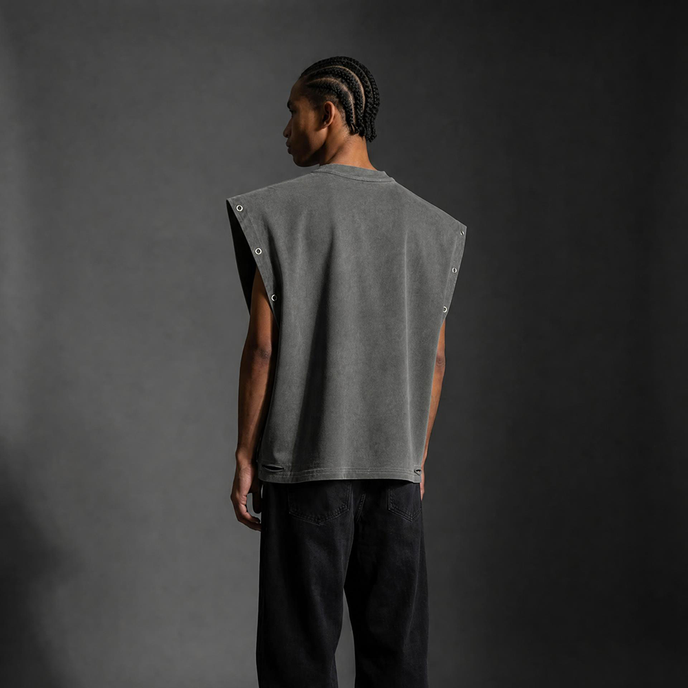 Vintage-Washed Oversized "Warrior" Tank Top